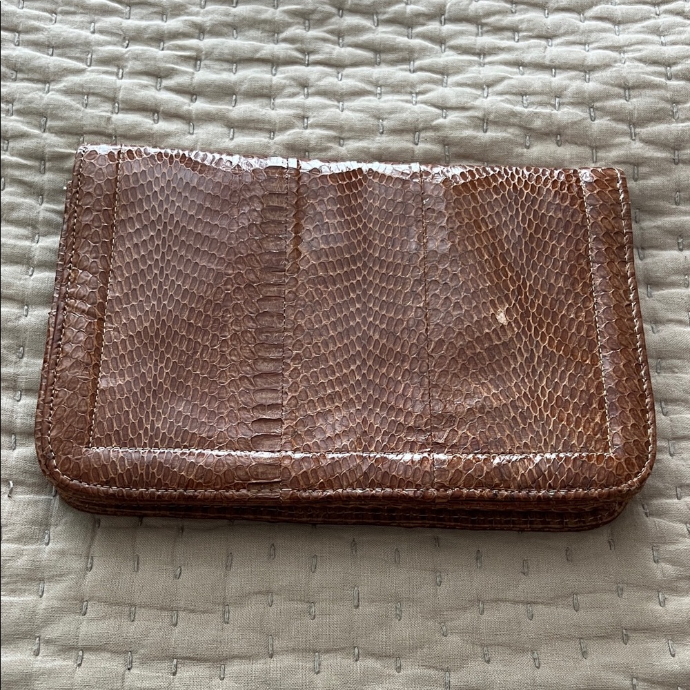 Brown Snakeskin Clutch
